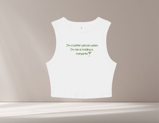 I'm Better Tan With a Margarita Cropped Tank Top